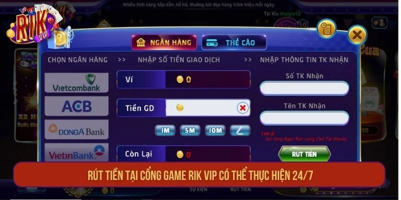 RIKVIP | Đẳng Cấp Thế Giới Game Bài Tài Phiệt Trở Lại 2026 23 Rút tiền tại cổng game RIK VIP có thể thực hiện 24/7.